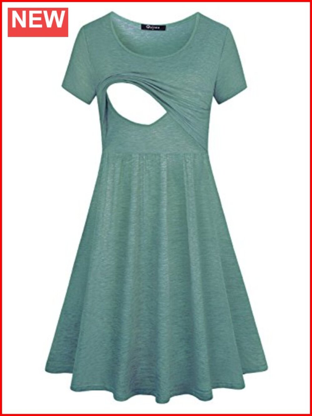 Nursing Maternity Summer Dress Short Sleeve A-Line Floral Breastfeeding Midi
